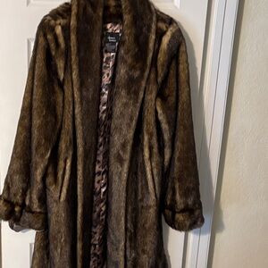 Dennis Basso Full Length Faux Fur Coat